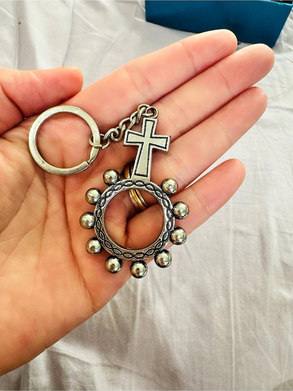 Cross Keychain in Silver